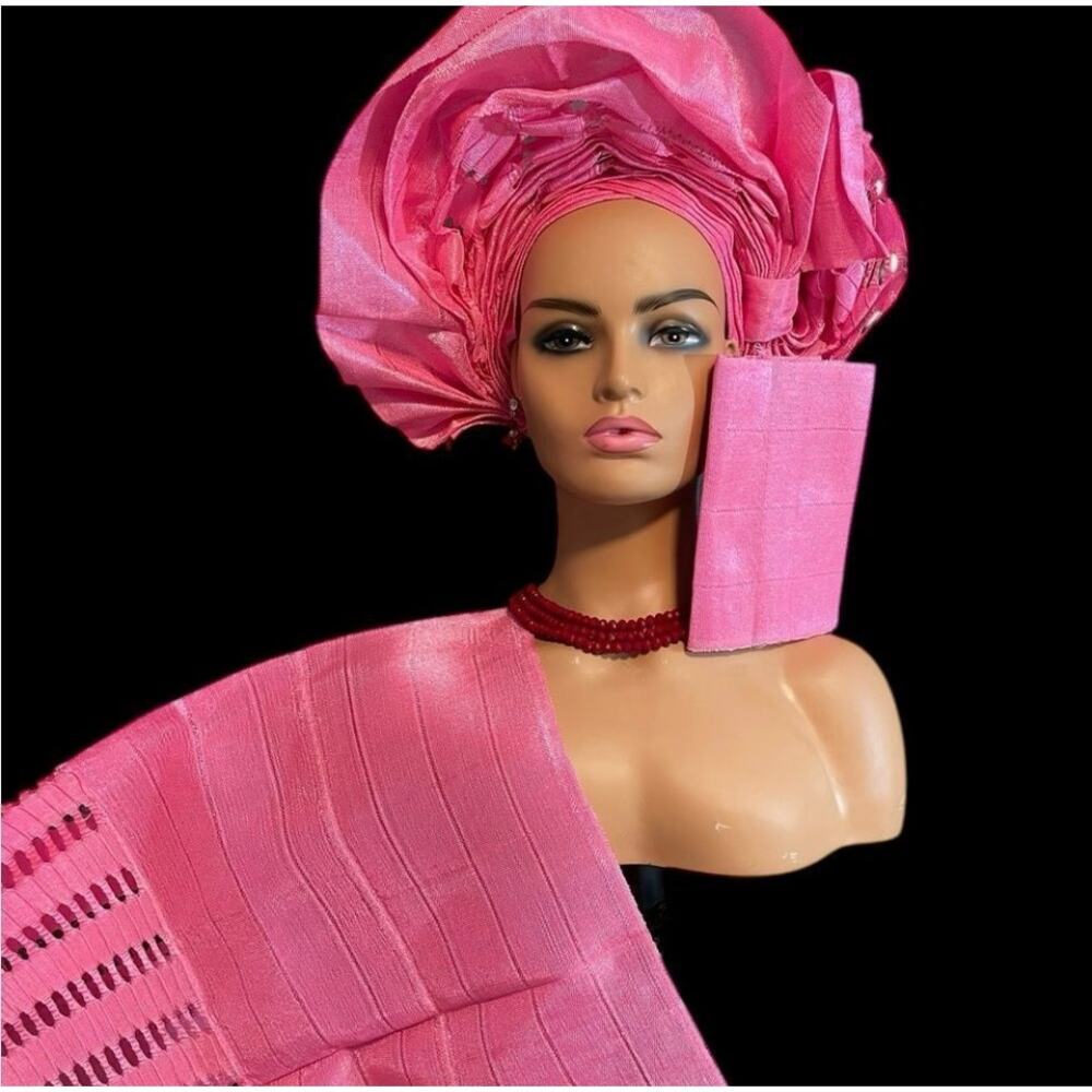 African Autogele, Shoulder NWT piece, & Men-Cap piece. Pink color